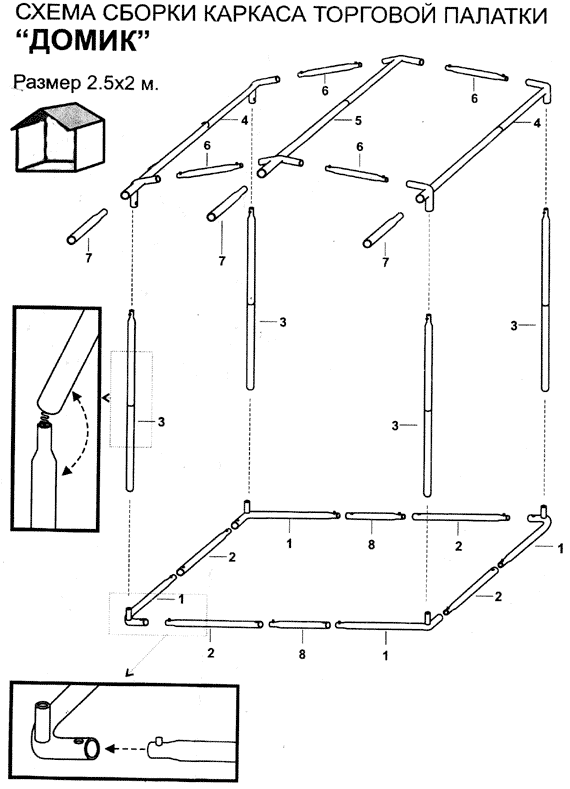Схема сборки торговой палатки